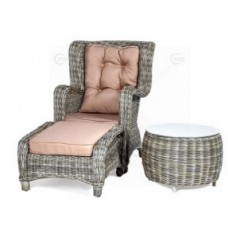 Кресло с пуфом и столиком из искусственного ротанга 7014