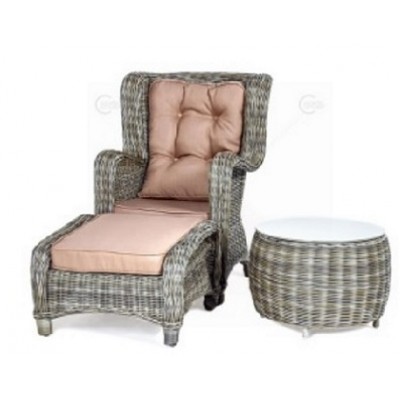 Кресло с пуфом и столиком из искусственного ротанга 7014
